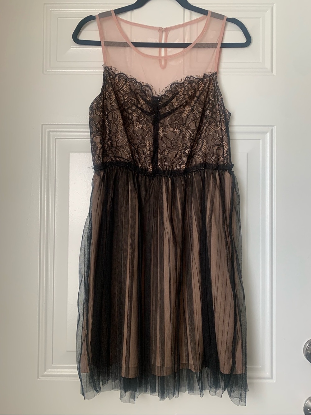Vintage Black Lace & Tulle Midi Dress by “Pins & Needles” Size L